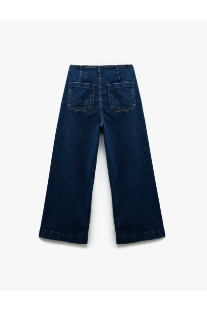 شلوار جیب کوتاه جیب کوتاه قالب کمر بلند - شلوار جین Culotte 5SAL40057MD