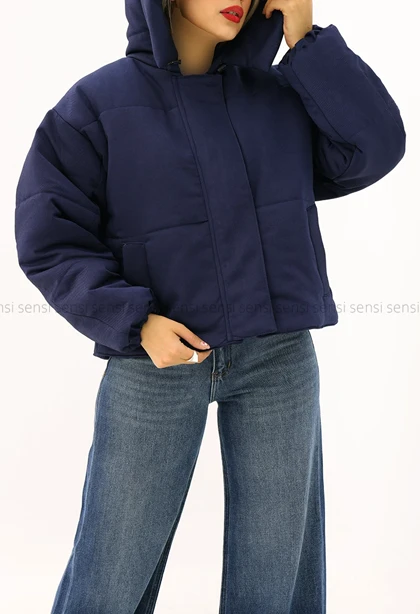 کاپشن کوتاه کتان کج راه کد1004770