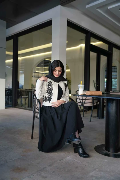 کراپ کت شنل دوزی شده لینن مدل خزر
