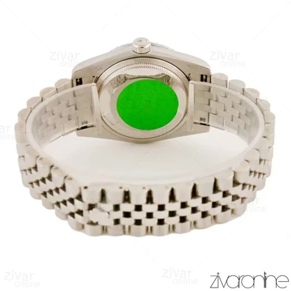 ساعت رولکس دیت جاست نقره ای صفحه مشکی زنانه 104533