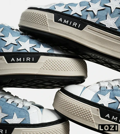 کفش اسنیکرزآبی سفید Amiri Stars مدل 6037