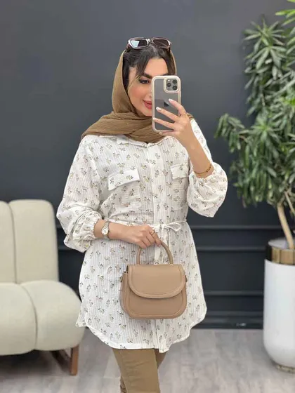 شومیز دو جیب گلی
