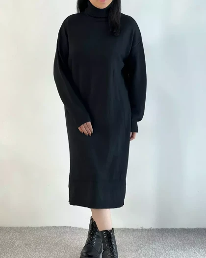 پیراهن بافت یقه اسکی بلند کد 5353