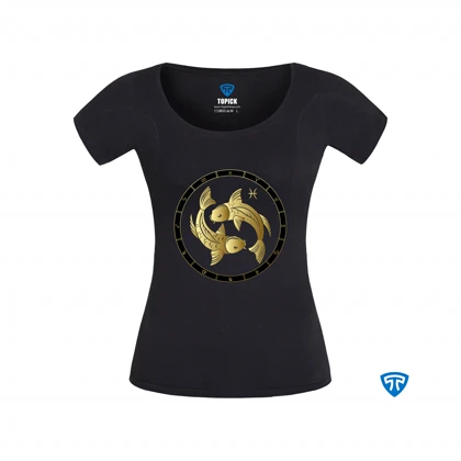 تیشرت ضدتعریق زنانه مشکی نماد متولدین اسفند ماه