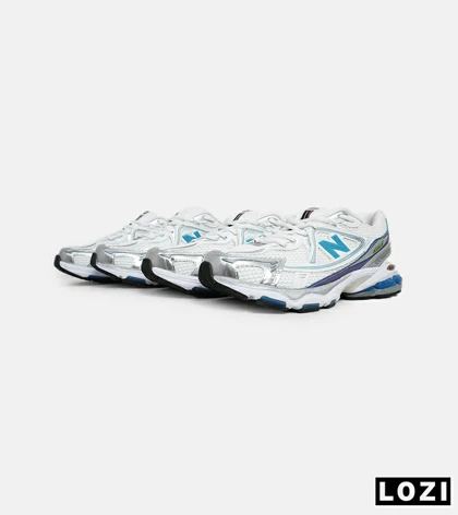 کفش کتانی مردانه و زنانه سفید طوسی آبی NEW BALANCE 1064 مدل 6312