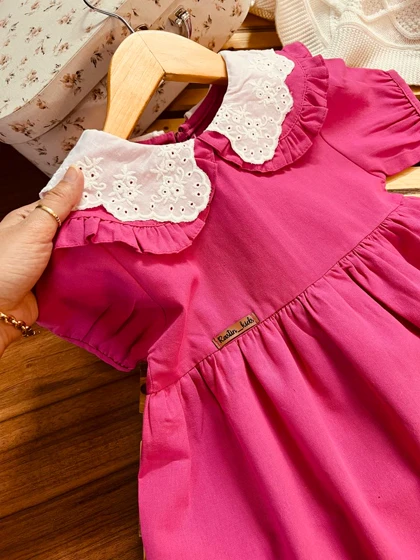 پیراهن دخترانه لینن خامه دوزی