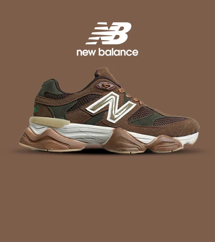 کفش کتانی مردانه و زنانه قهوه ای سبز NEW BALANCE 9060 مدل 7032