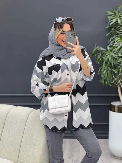 شومیز دو جیب طرح دار