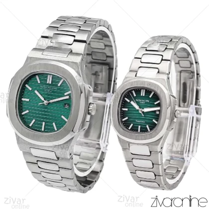 ست ساعت پتک فیلیپ ناتیلوس نقره ای صفحه سبز 106040