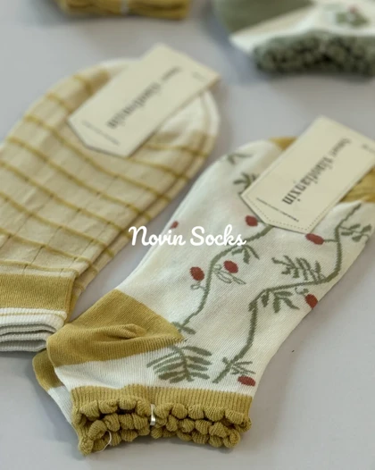 جوراب مچی کبریتی گل زرد