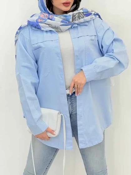 مانتو کتان برش‌دار دو جیب