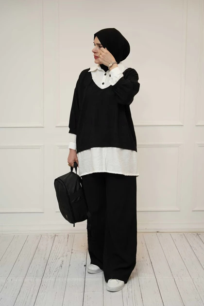 ست شومیز و شلوار مشکی سوفیا