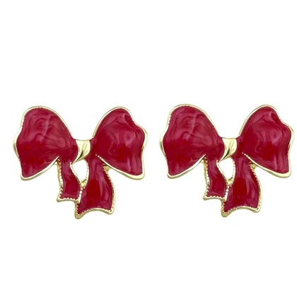 گوشواره زنانه مدل روزلا طرح پاپیون قرمز