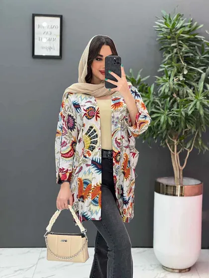 مانتو طرح دار کوک دوزی بغل پاگن
