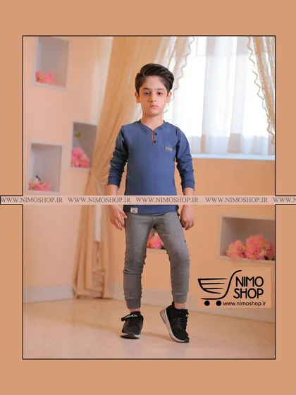 ست بلوز شلوار یقه خلبانی پسرانه