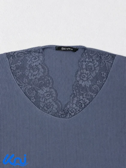تیشرت زنانه یقه هفت گیپوری برشکا Bershka