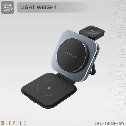هولدر شارژر وایرلس 15 وات آیفون، ایرپاد، اپل واچ تاشو لولو LVLTF31WCBK