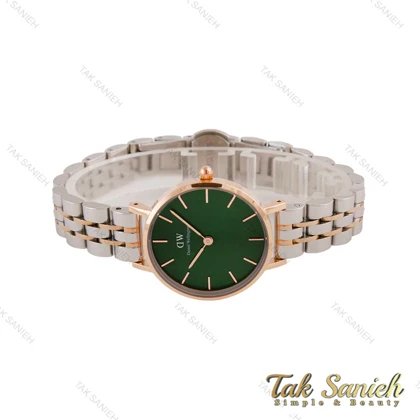 ساعت دنیل ولینگتون زنانه دورنگ رزگلد صفحه سبز DW-4712-L