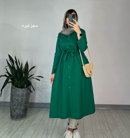 مانتو بلند دکمه دار خورشید 1