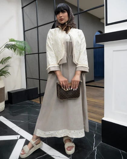 ست کت و سارافون مدل نچرال دو تیکه