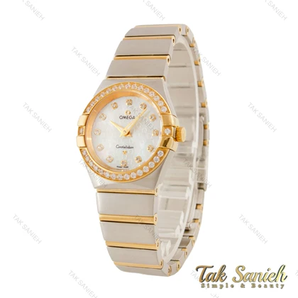 ساعت امگا زنانه دورنگ طلایی دورنگین صفحه طرح امگا Omega-5642-L