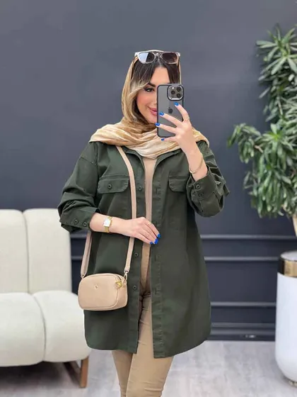 مانتو جین رنگی آستین دو دکمه