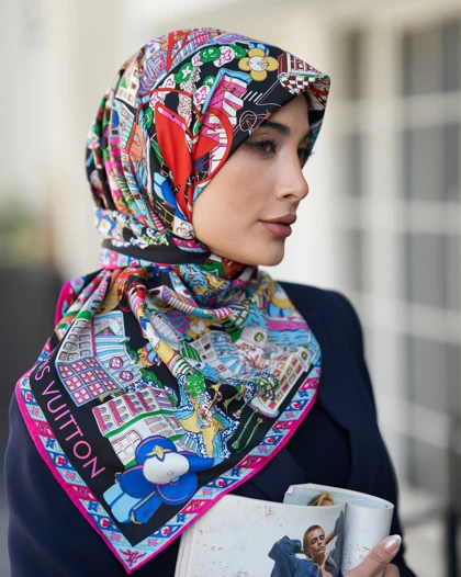 روسری ابریشم توییل دوردستدوز (قواره صد) 30173