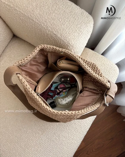 کیف گندم با پارچه رافیا