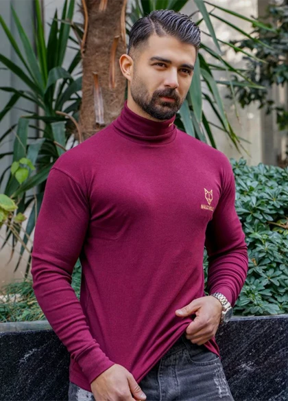 یقه اسکی مردانه زرشکی مدل POLO