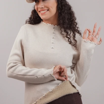 بلوز بافت آستین نگین