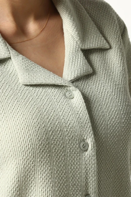 شومیز کراپ ژاکارد یقه انگلیسی زنانه