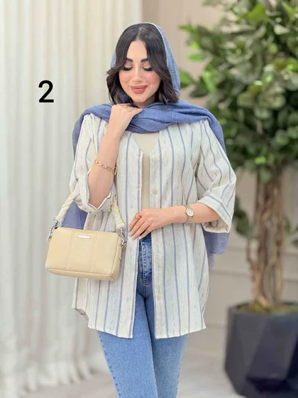 شومیز آستین پاکتی طرح دار