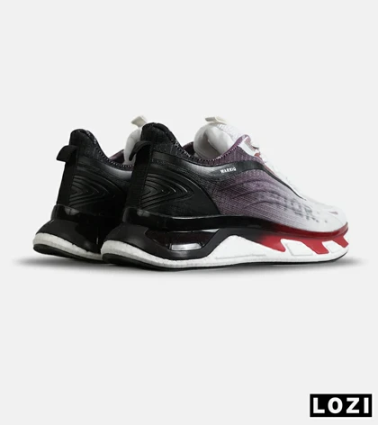 کفش کتانی طبی ورزشی مشکی سفید قرمز Warrior Sneakers مدل 7861