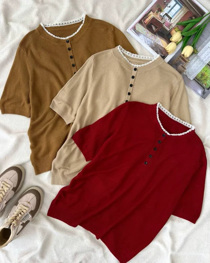 بلوز بافت آستین سه ربع کد 5100