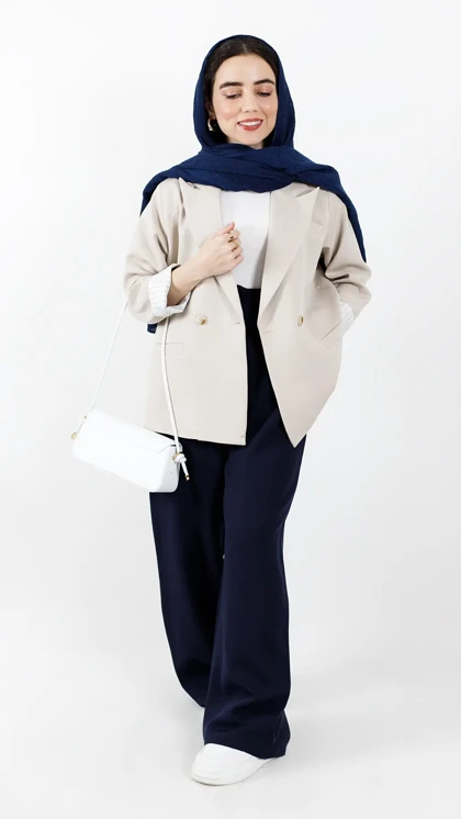 کت دو دکمه آستین راه راه