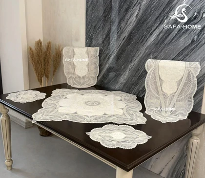 رومیزی قیطان دوزی طرح ناردون 5 تکه
