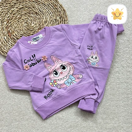 بلوز شلوار دخترانه جنس پنبه لبوبو برند DENIZ مناسب 9 ماه تا 2 سال