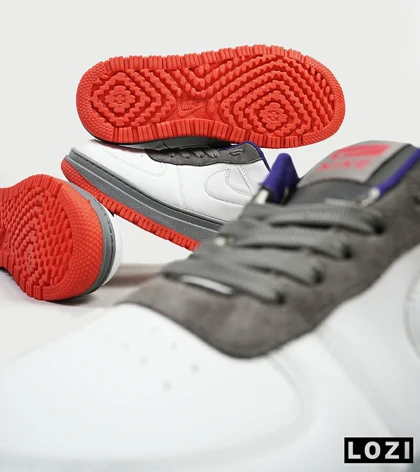 کفش کتانی بزرگ پا سفید آبی قرمز نایک NIKE AIR FORCE مدل 4695