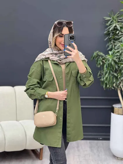 مانتو جین رنگی آستین دو دکمه