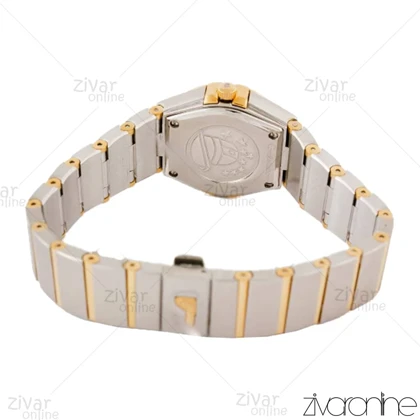 ساعت امگا کانسلیشن زنانه دورنگ طلایی صفحه صدفی نگین‌دار 104377