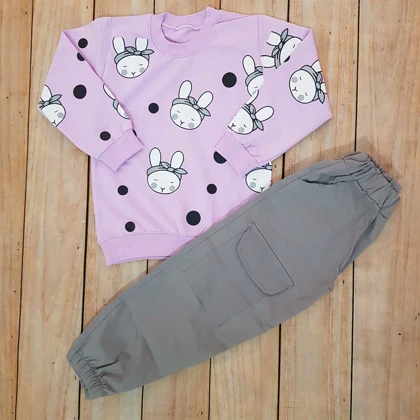 بلوز شلوار کتان دخترانه مدل خرگوش