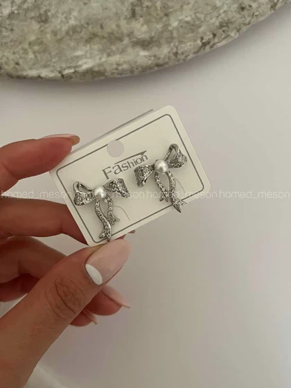گوشواره نگینی تک مروارید