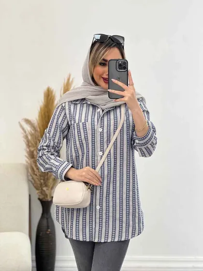 شومیز راه راه لوزی دار