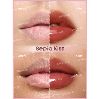 لیپ گلاس حجم دهنده شیگلم مدل Booster shine رنگ Sepia Kiss