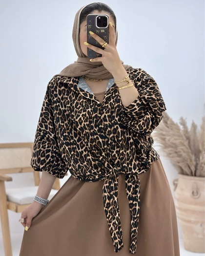 شومیز گره‌ای پلنگی