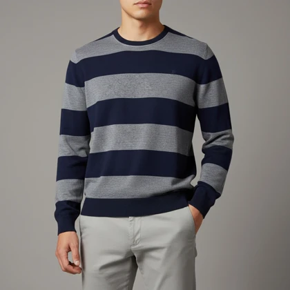 پلیور بافت راه راه دو رنگ مردانه