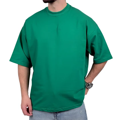 تیشرت ساده آستین کوتاه مردانه سبز مدل پنبه دونخ