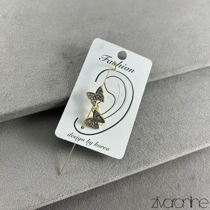 گوشواره زنانه کراس مدل پروانه نگین‌دار 20415