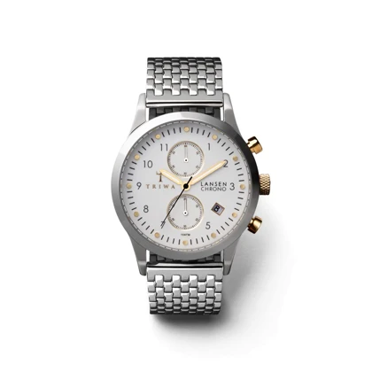 ساعت مچی عقربه ای تریوا مدل Ivory Lansen Chrono,Steel Brace
