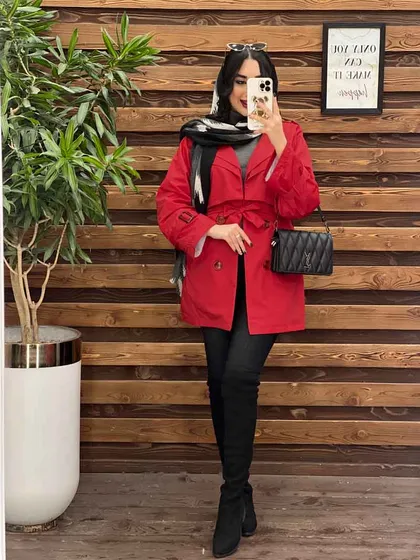 بارانی یقه دوبل داخل خز